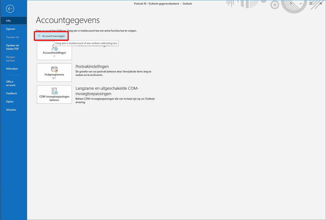 Accountgegevens outlook